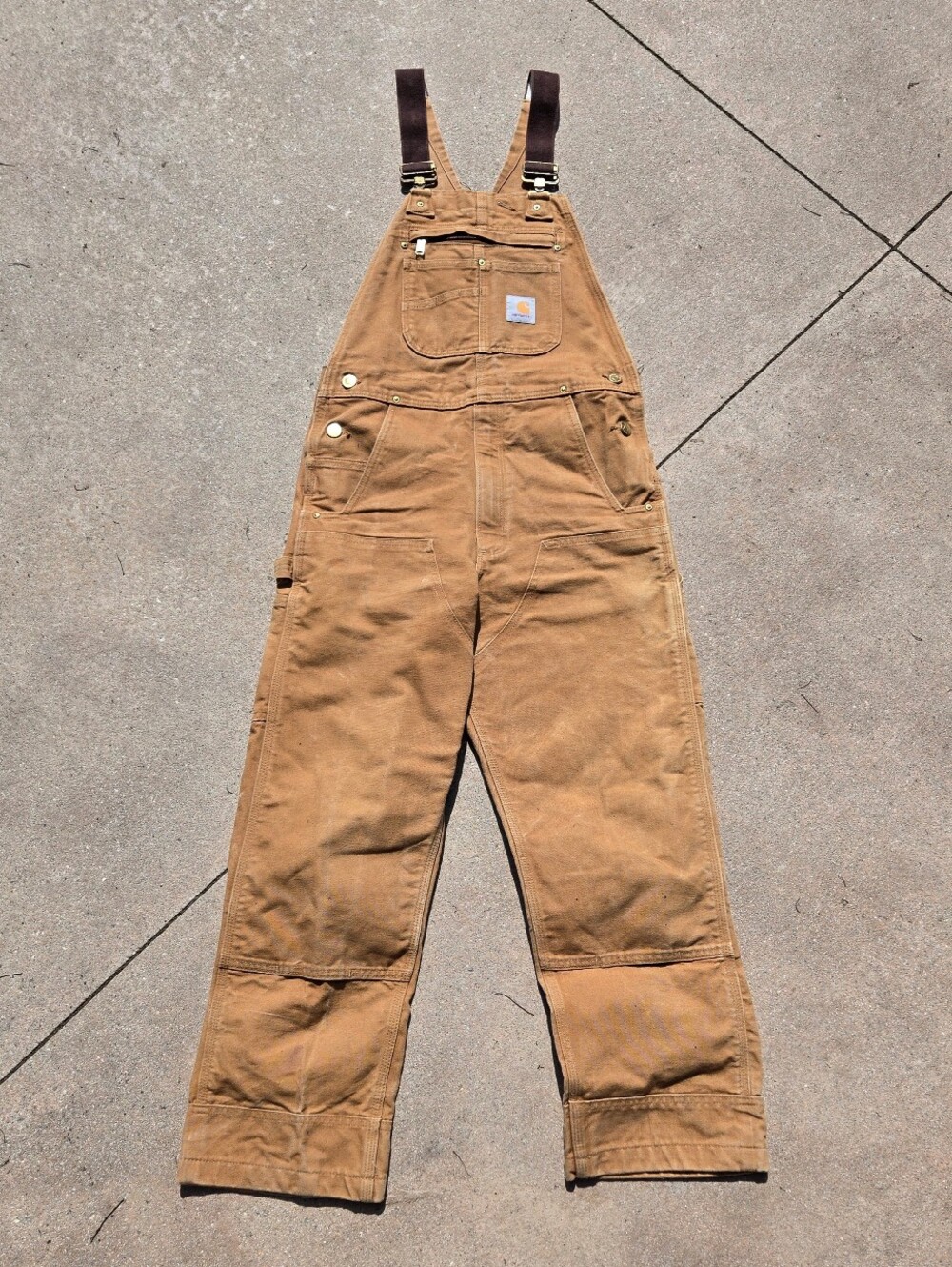 Carhartt Duck Bib Overalls 102776 Mens Size 30x28 Relaxed Fit Workwear Brown - Picture 2 of 13
